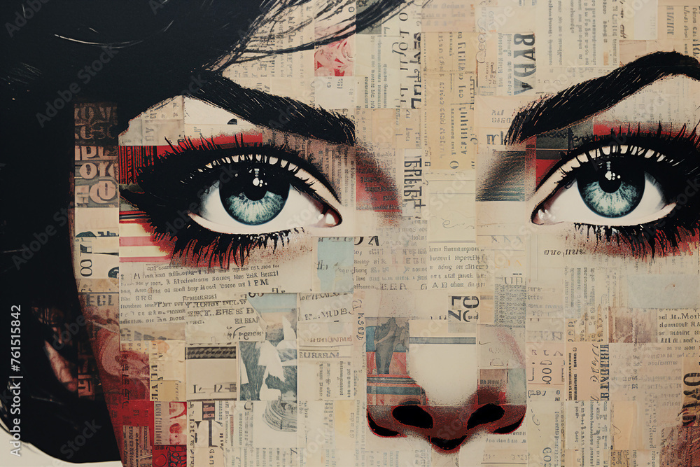 Poster retro futuristic pop art fashion portrait combining retro and futuristic elements made with generati