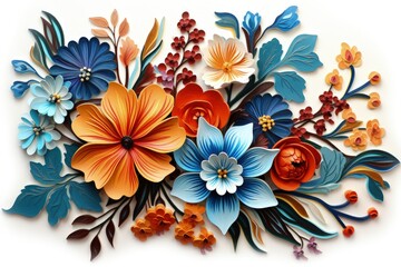 Colorful Flowers Displayed on a Wall