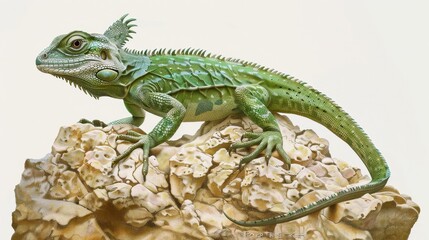 green chameleon hunting a fly with its tongue