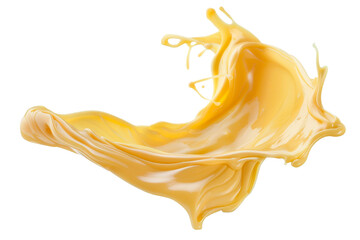 Splash of Cheese with drip and melting sauce splashing isolated on transparent png background, cheese slice with liquid swirl, ingredients for making food.