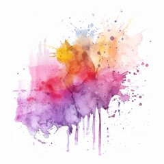 Vibrant watercolor splash in rainbow hues over a white background, conveying artistic creativity and colorful expression.