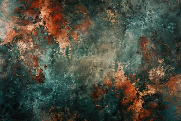 Abstract painting of rust and paint on a wall. Suitable for backgrounds and artistic projects