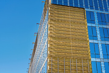 Mineral wool insulation of building facade,  thermal insulation of externall wall with wool....