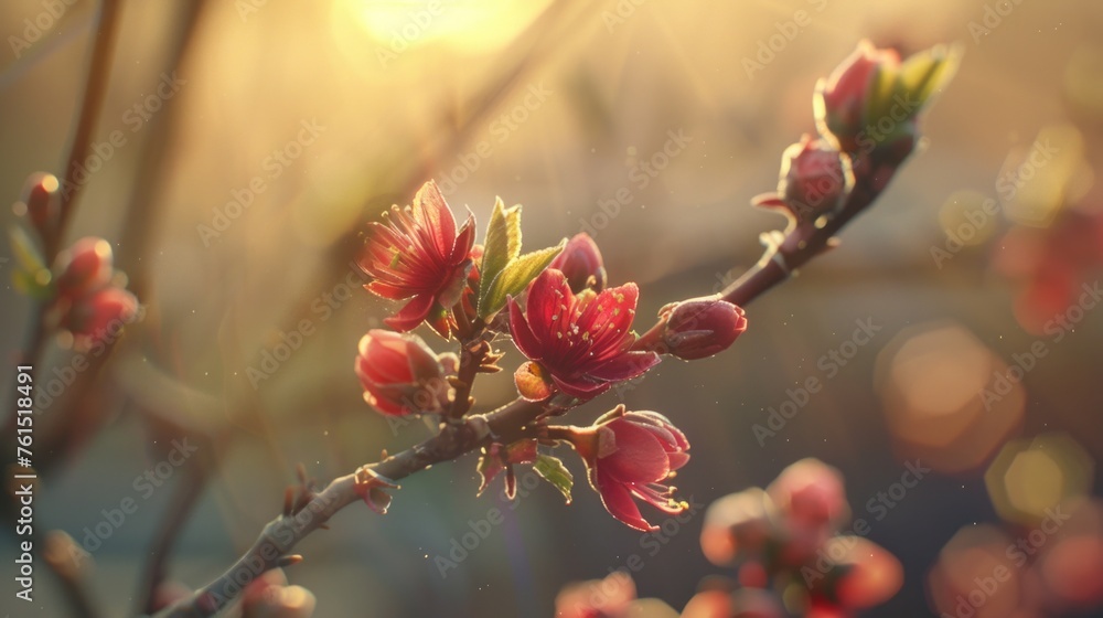 Aufkleber close up of a beautiful flower on a tree branch, suitable for nature and spring concepts