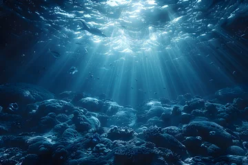 Fotobehang Large Group of Fish Swimming in the Ocean © D
