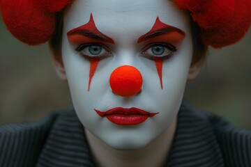 Close Up of Person With Clown Makeup