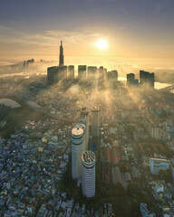 
When the sun rises above the tallest building in Vietnam, photo taken in November 2023