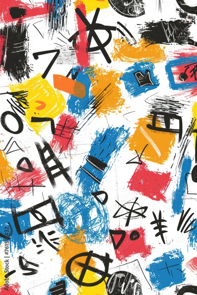 Aufkleber A simple pattern of letters and numbers on a white background. Suitable for educational and design projects