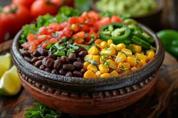 Colorful Bean Salad with a Medley of Fresh Vegetables and Herbs
