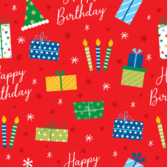Fototapeta premium birthday seamless pattern with birthday gifts design