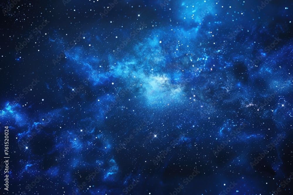 Poster a stunning image of a blue galaxy with twinkling stars. perfect for space enthusiasts and science pr