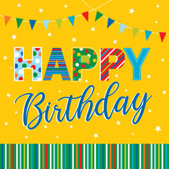 birthday greeting card on yellow color background