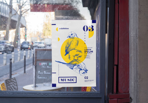 Mockup of customized vertical sign on window