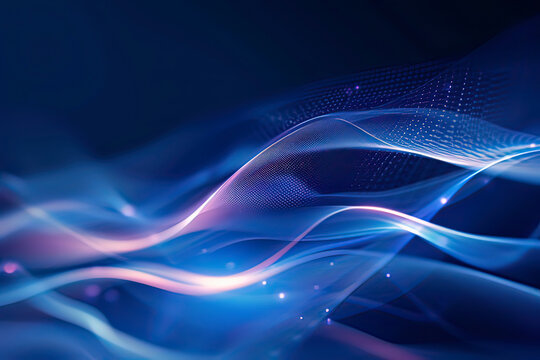 Abstract blue light track. AI technology generated image