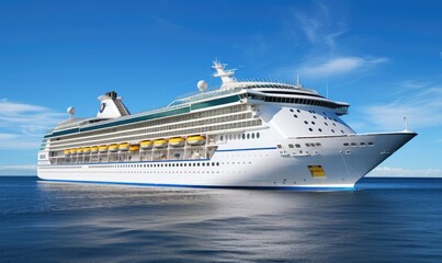 Cruise liner sailing on the open sea
