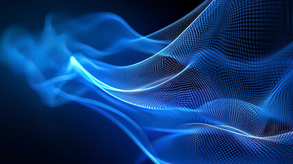 Obraz premium Abstract blue light track. AI technology generated image