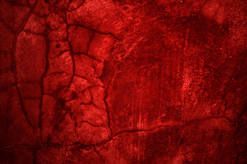 Red wall texture background. scary red wall for background, Old shabby blood paint and plaster...