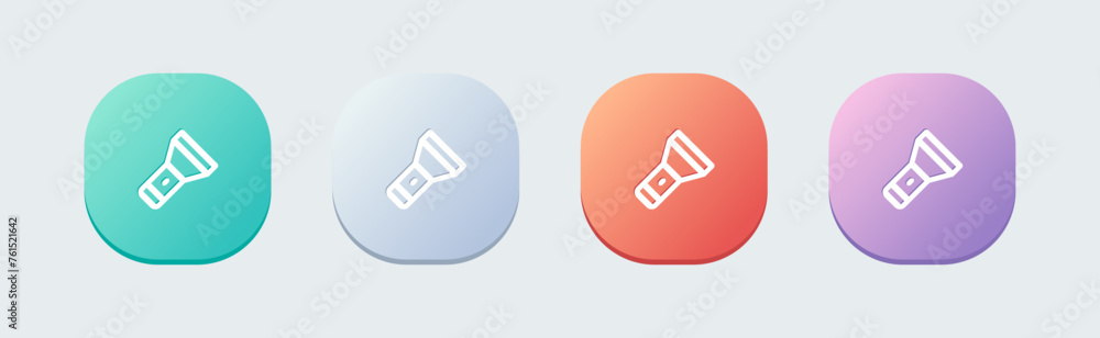 Poster flashlight line icon in flat design style. torch signs vector illustration.