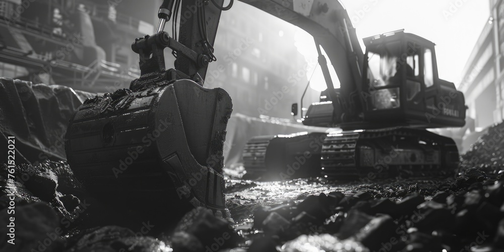 Poster a monochrome image of a construction site. suitable for architectural projects