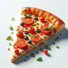 porcion de una pizza de peperoni sobre fondo transparente. - obrazy, fototapety, plakaty