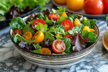 Fresh Mixed Greens Salad with Cherry Tomatoes and Balsamic Dressing