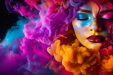 Colorful wallpaper style AI generation illustration pic bright vape e-cigs smoke advertising product - obrazy, fototapety, plakaty