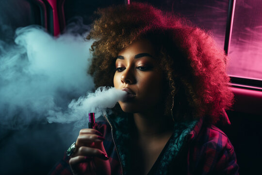 Colorful wallpaper style AI generation illustration pic bright vape e-cigs smoke advertising product