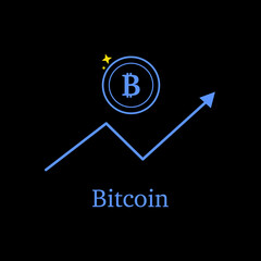 Bitcoin currency growing up. Bitcoin investment or digital currency exchange background, logo or decoration.