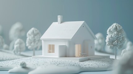 Simply Minimal Design with Miniature White Toy House: Minimalist Home Decor, Generative AI
