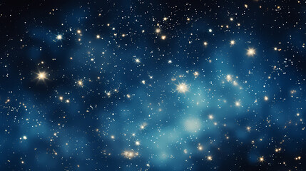 Fototapeta premium Stars fall in the dark blue night sky