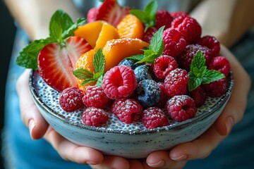 Berry Bliss: A Vibrant Bowl of Chia Pudding with Fresh Fruits