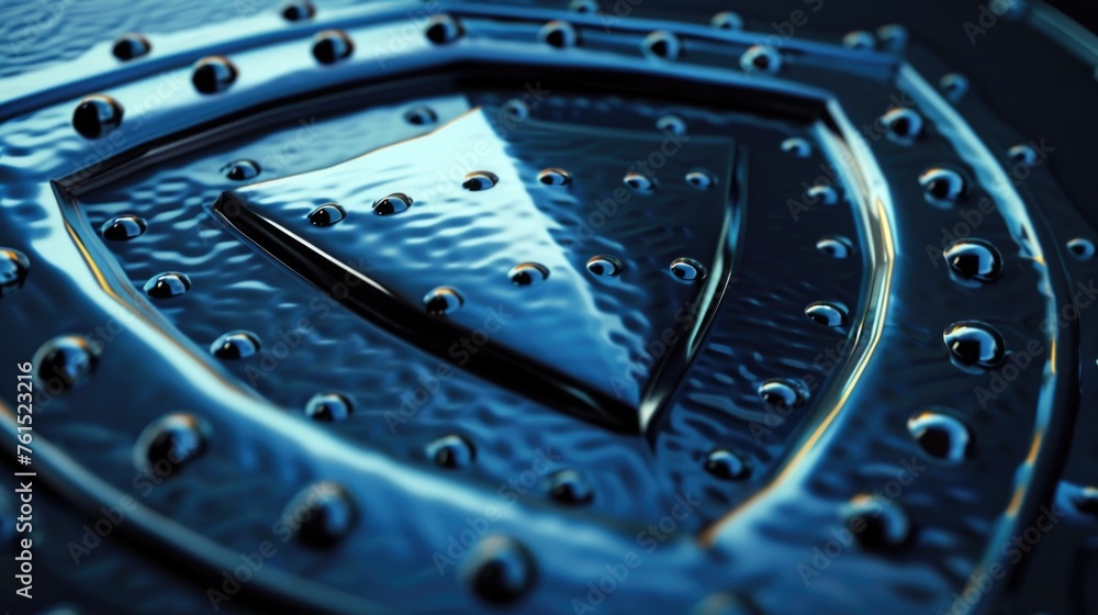 Poster Detailed close up of a metal object with rivets. Suitable for industrial and engineering concepts