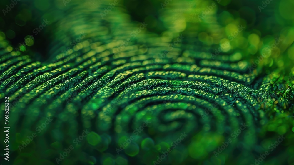 Poster close up of a finger print on a vibrant green background. ideal for security or technology concepts