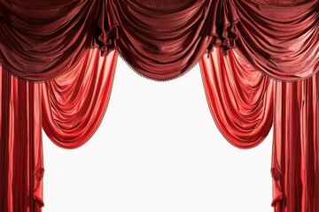 A beautiful half open theater curtain on a white background.
