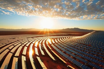 A big sun power plant with lots of mirrors.