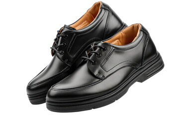 Stylish Leather Shoes , Black Leather boots Isolated on Transparent background.