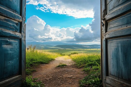 An open door showing the path to a new land with new opportunities.