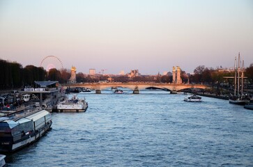 Fototapeta premium Paris, France 03.24.2017: Seine River banks in autumn
