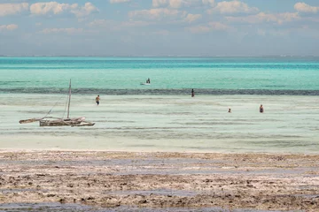 Fotobehang Panorama view of the boat, Indian Ocean, Zanzibar, Tanzania, Jambiani area  © janmiko