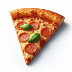 porcion de una pizza de peperoni sobre fondo transparente.