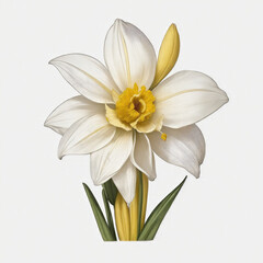 Fototapeta na wymiar A Daffodil tattoo traditional old school American bold line white background
