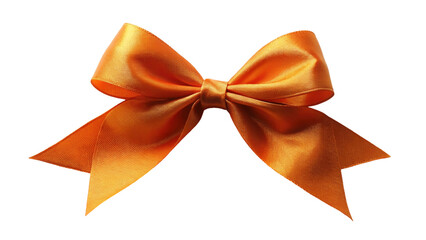 Beautiful big bow made of orange ribbon isolated on Transparent background.