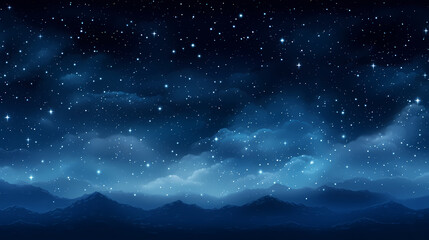 Fototapeta na wymiar Stars fall in the dark blue night sky
