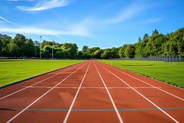 Fototapeta premium Track and field track. AI technology generated image