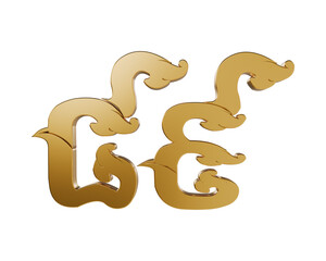 Khmer Art Style Number 89 Golden Text 3d illustration