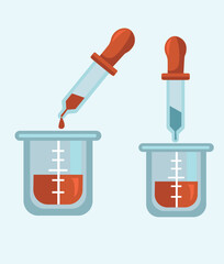 Test tube vector illustration set. Glass test tube laboratory objects for experiment