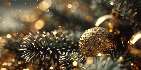 Close-up of a Christmas ornament on a tree. Suitable for holiday designs