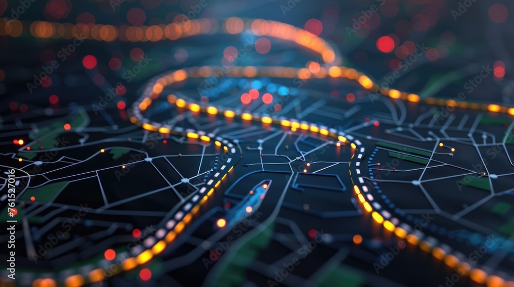 Poster detailed map with illuminated lights, perfect for travel concepts