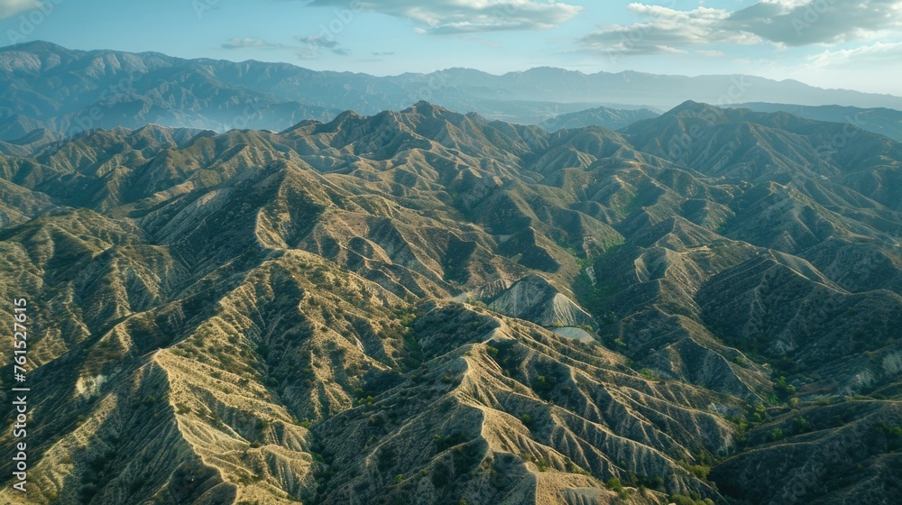 Aufkleber a scenic view of a mountain range from above. suitable for travel and nature concepts