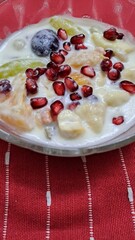 Fruit salad with cream 